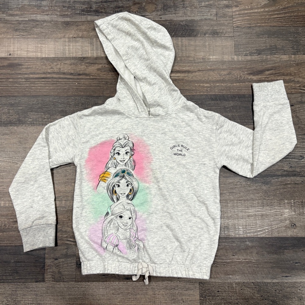 Disney Girls' Gray Hoodie with Princess Print